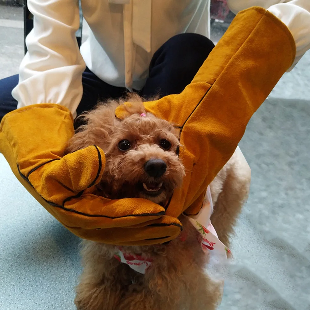 

1pc Thickening Anti-Bite Gloves Yellow Protective Hand Pet Training Essential Pet Supply Parrot Keeping Gloves Feeding