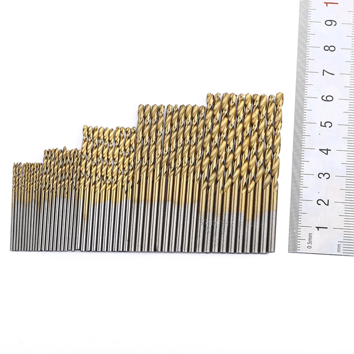 

50Pcs Precision Titanium Coated Hss Drill Bits Set 1Mm 1.5mm 2Mm 2.5mm 3Mm Heavy Duty Abrasion Resistant for Engineering DIY
