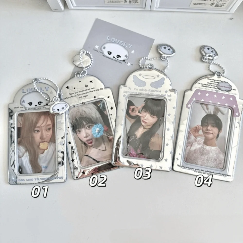 New 3 Inch Kpop Photocard Holder Picture Display Pendant Idol Photo Frame PVC Silver Card Holder