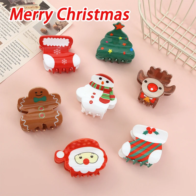 Christmas hair accessories for women  new year cute fashion hairpin  snowman Christmas tree stocking santa elk claw clip