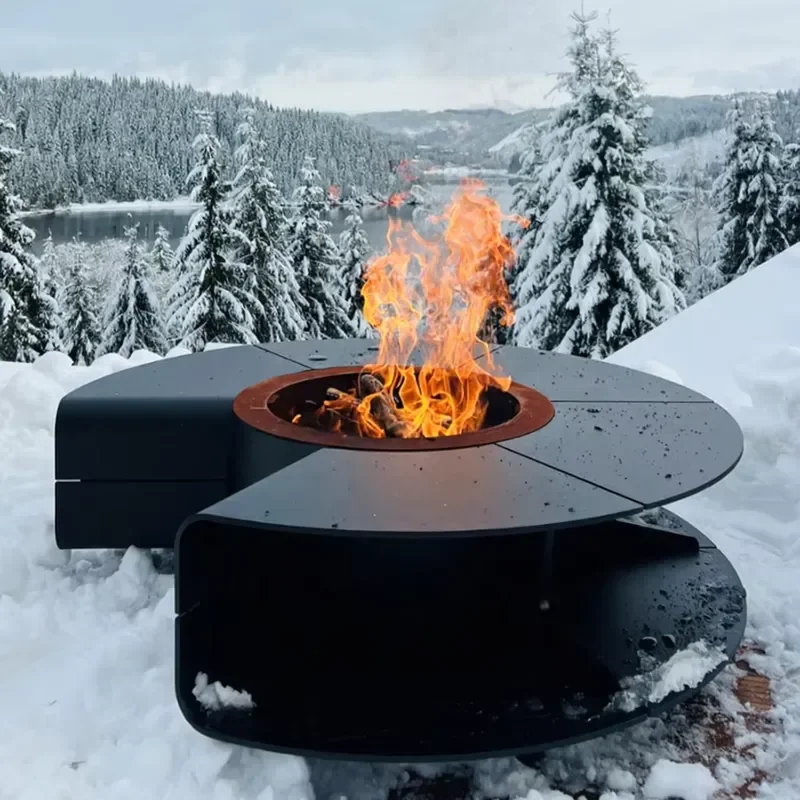 1200mm Freestanding Fire Pit Outdoor Wood Gas Alcohol Stove BBQ Grill Backyard Garden Patio Heater Custom Metal Fireplace