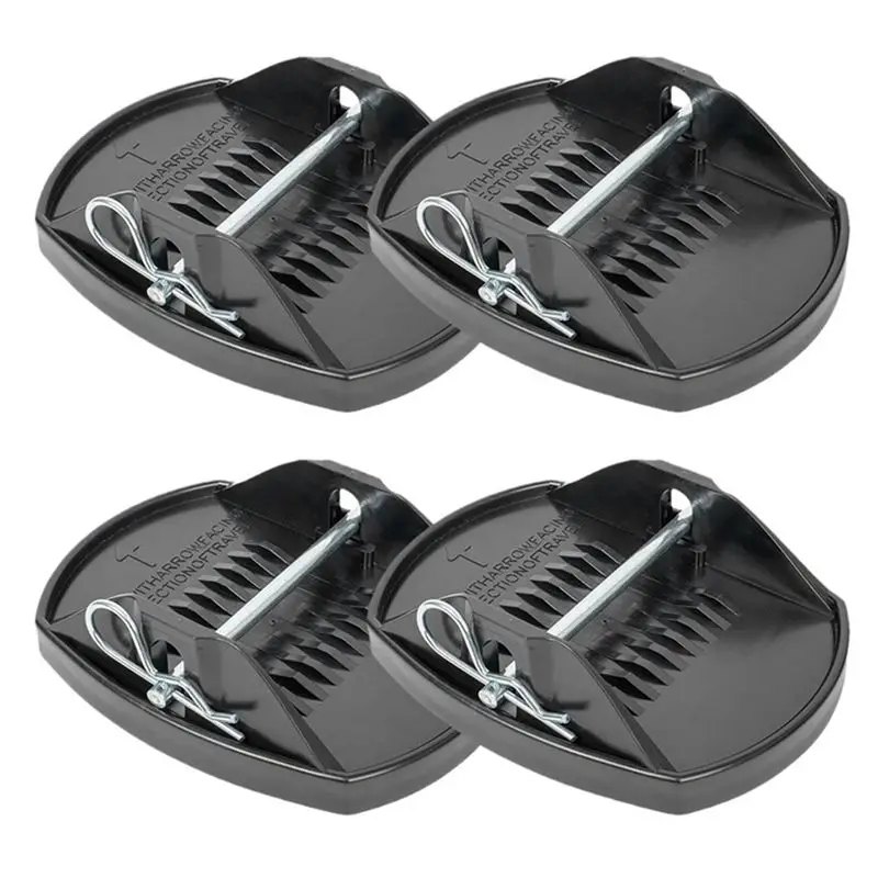 A76T-4 Piece Caravan Jack Pads Leveller Wheel Foot Leg Support Black Metal+Plastic For Motorhome Trailers Camper RV