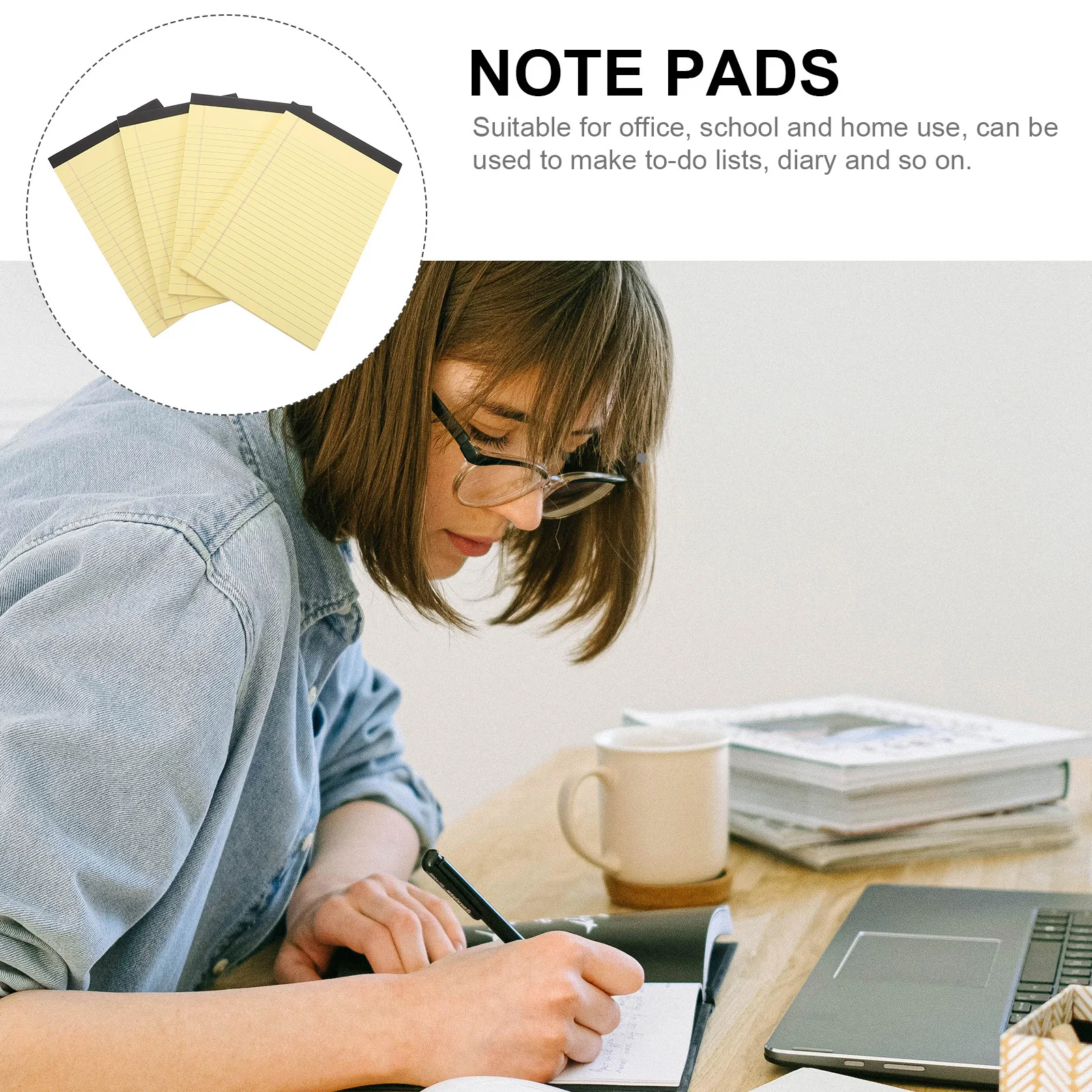 Blocco note piccolo da 4 pezzi - Blocco note con linee orizzontali per appunti Blocco note per ufficio scolastico