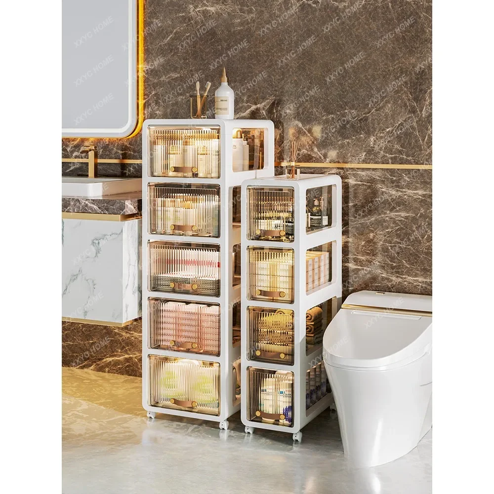 

Storage Cabinet Bathroom Storage Rack Transparent Bathroom Toilet Waterproof Floor Standing Storage Cabinet Toilet