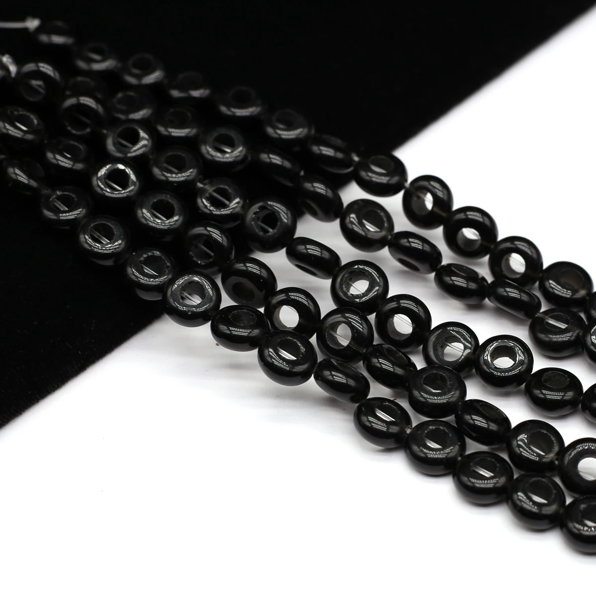 Natural Stone Black Agate Doughnut Shape Loose Spaced Beads 10x5mm Jewelry Making DIY Necklace Bracelet Accessories 20cm