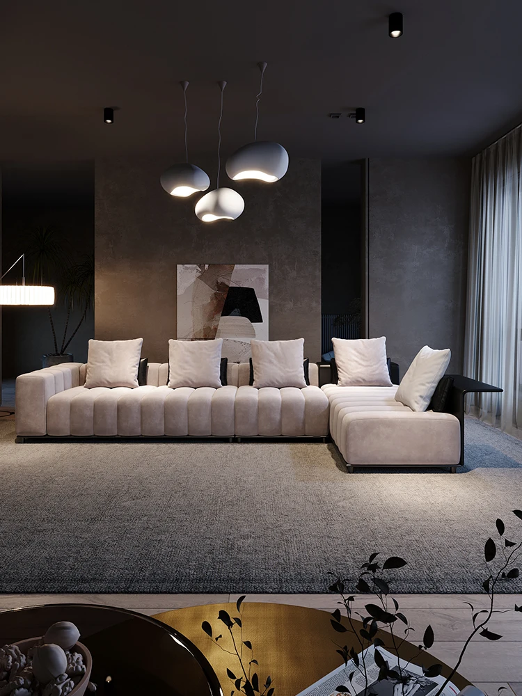 Light luxury, modern and minimalist fabric sofa, living room, new corner sofa