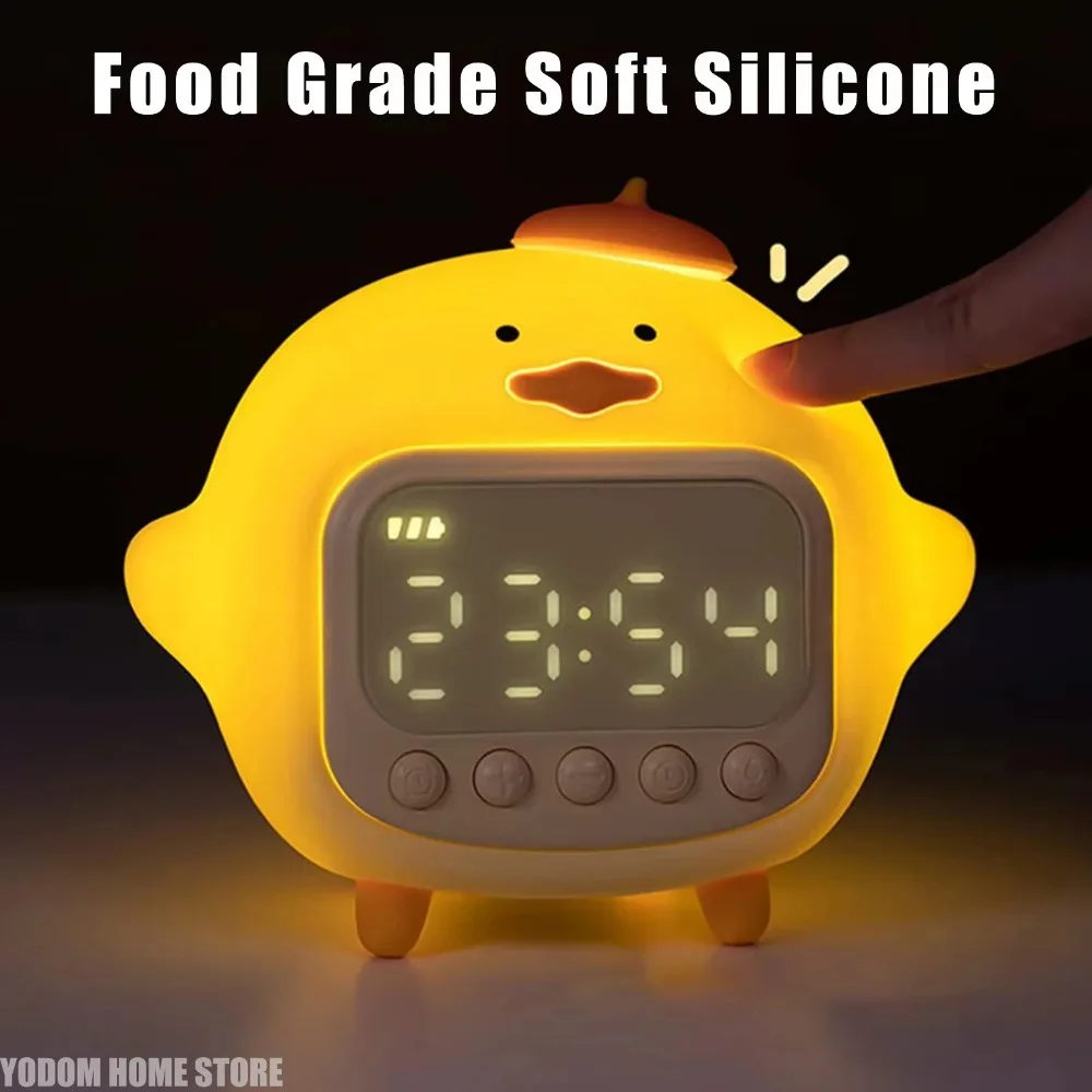 

Детский будильник с милым утенком, светодиодный дисплей времени и 5 групп будильника с регулируемой громкостью