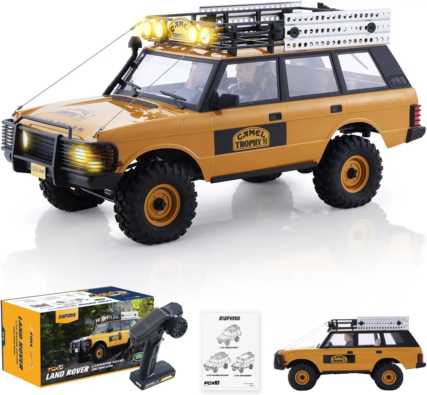 FMS FCX10 1/10 Scale RC Crawler Land Rover Camel Trophy Edition 4WD All Terrain Off-Road Truck for Adults Officially Licensed