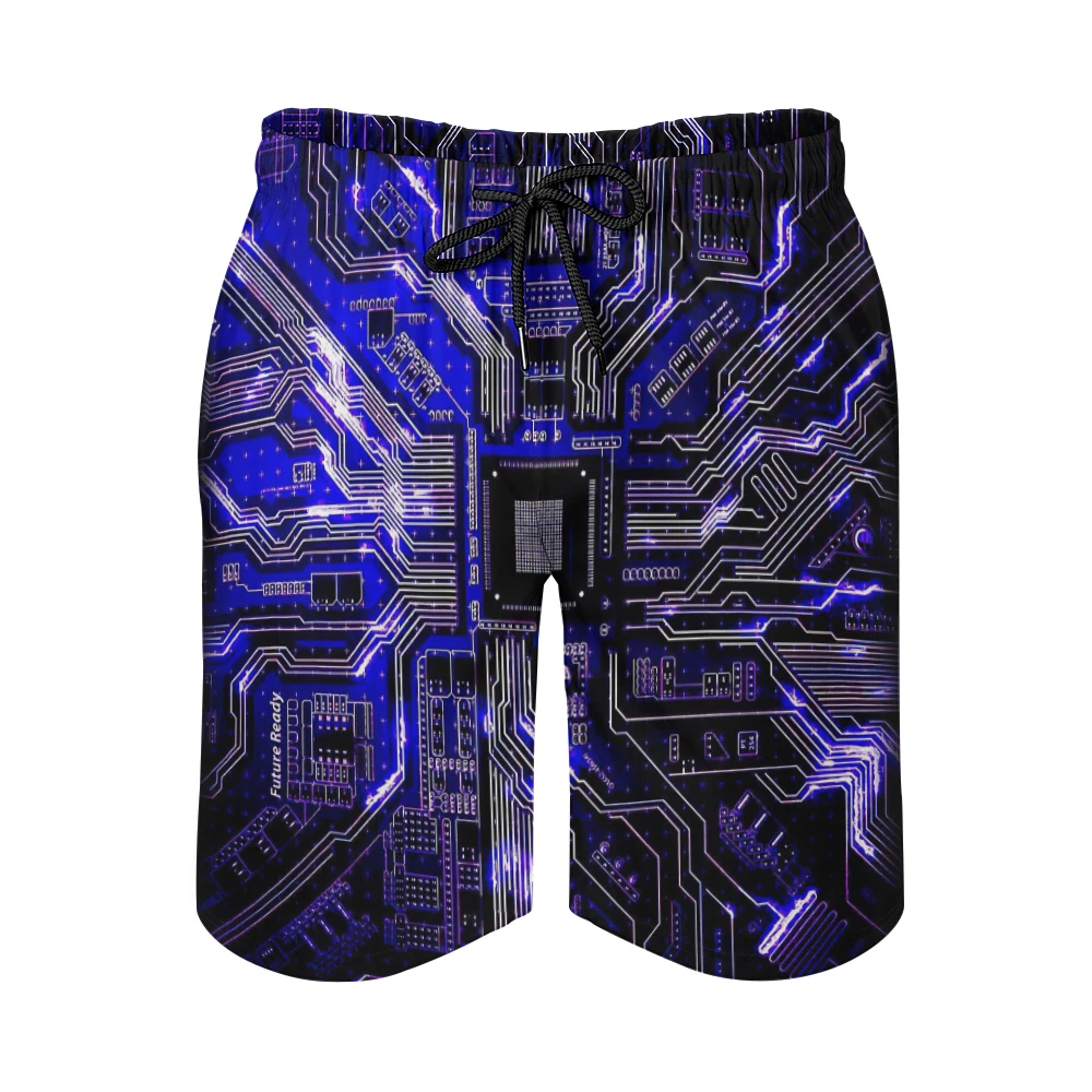 2023 New Beach Pants Electronic Chip Printed Shorts Comfortable Fitness Sports Pants Best Selling Best Graphic Men\'s Beach Pants