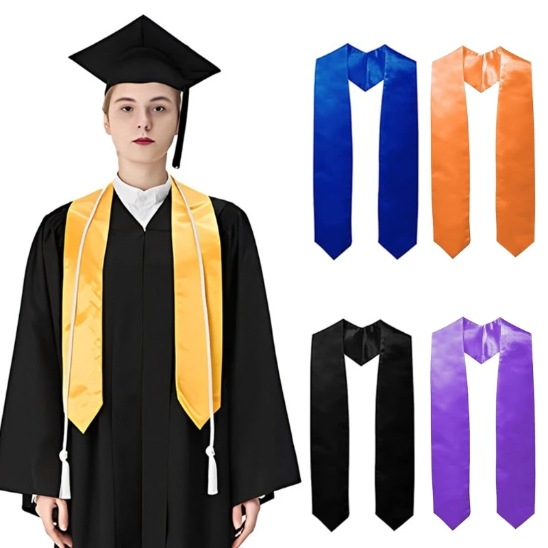 School Student Graduation Sash Stole Unisex Solid Color Long Sash Class of 2024 Graduate Ceremony Graduation Stole Photo Props