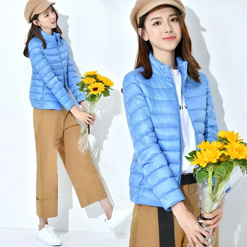 M-8XL White Duck Down Jacket for Women Winter Warm Down Coat Light Weight 2023 New Stand Collar Pocket Zipper Casual Outerwear