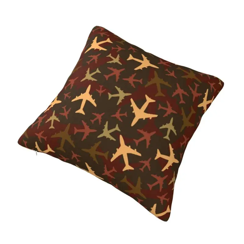 Custom Nordic Aviation Airplane Camouflage Sofa Cushion Cover Velvet Aviator Plane Pilot Fighter Pillow Case