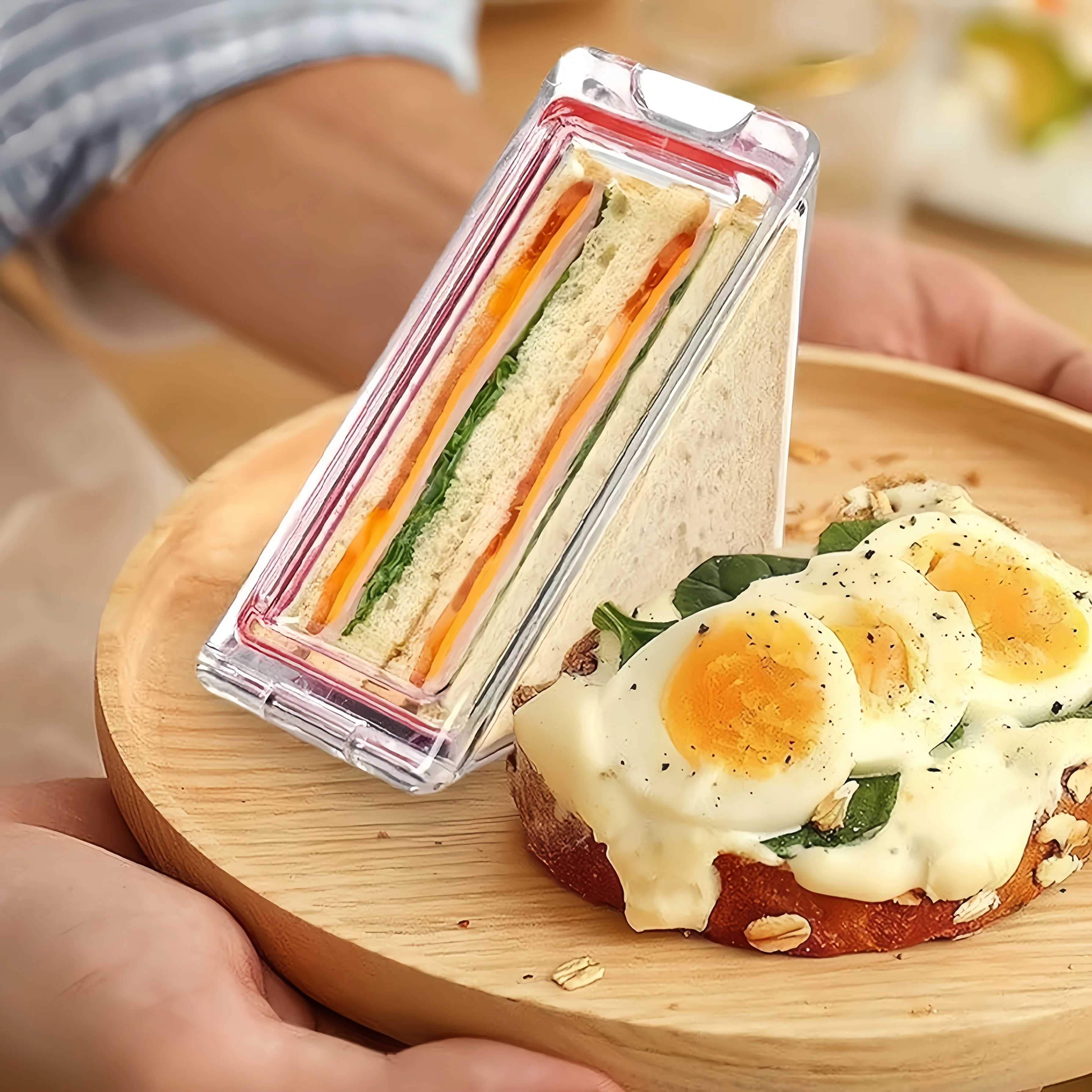 [صندوق غداء مفتوح من الجانب] صندوق غداء مفتوح من الجانب، صندوق بينتو، صندوق ساندويتش - مثالي للتخييم في الهواء الطلق ورحلات العمل