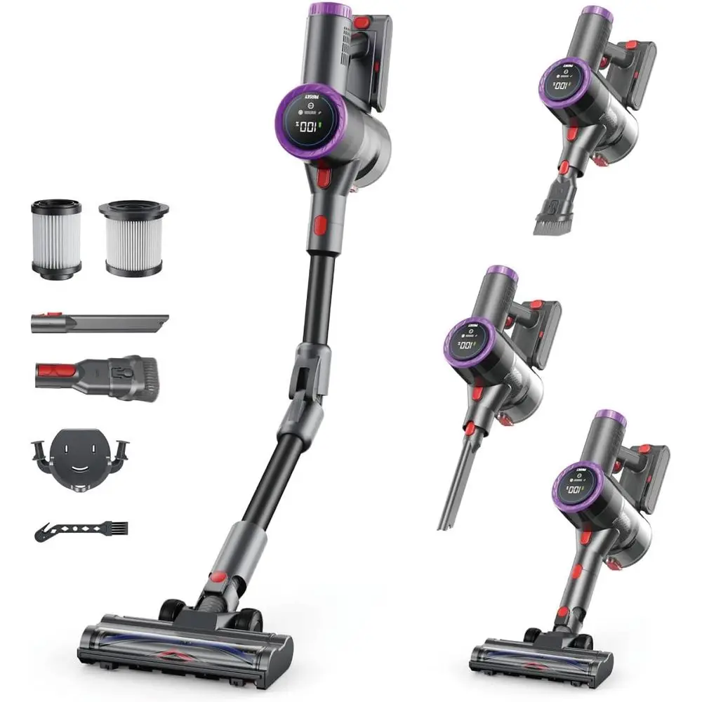 Cordless Vacuum Cleaner, Stick Vacuum Foldable Rechargeable, Powerful Suction Lightweight Vacuum Cleaners for Home,Anti-Tangle,S