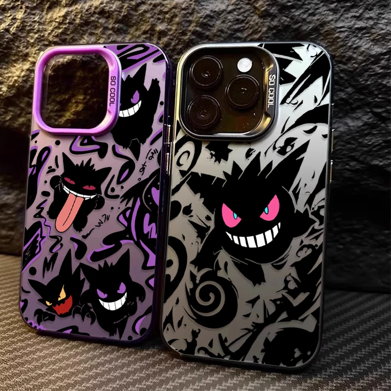 Capa de telefone fosca dos desenhos animados p-pokemon gengar para iphone 17 air 16 15 11 12 14 13 pro max xs xr plus 8 7 se 2020 capa à prova de choque