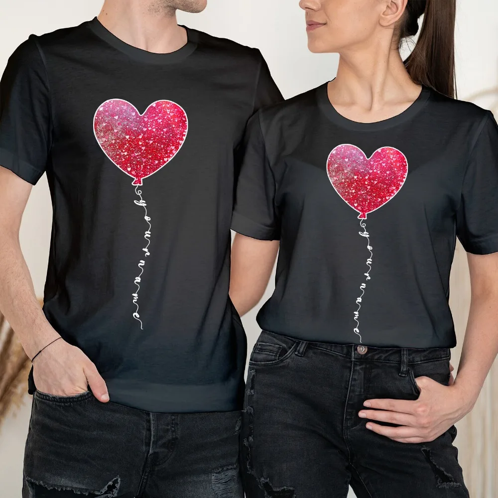

Happy Valentine's Day Love Goals Couple Love Matching T-Shirts Streetwear Printed T-shirt Top O-neck Short-sleeve Tees