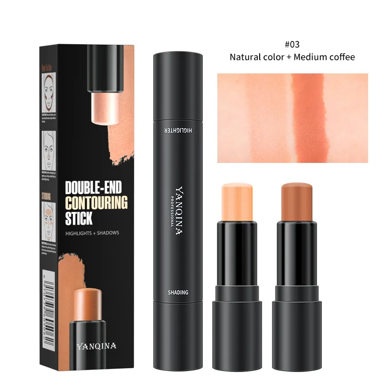 DJBS High light repair stick double head dual-use one stick repair shadow concealer stick nose profile waterproof sweat proof