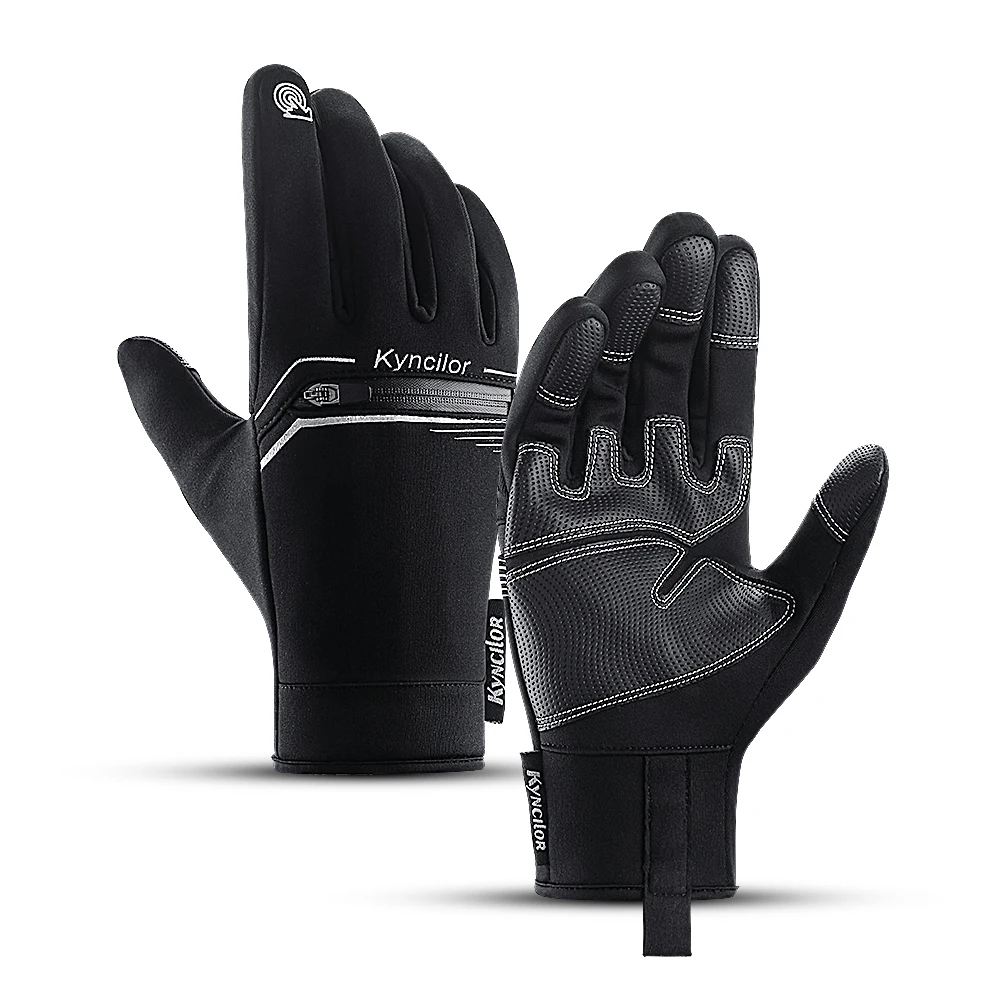 

Sports Winter Gloves Mens Touchscreen Non-Slip Unisex Waterproof Windproof Warm Cycling Gloves Fashion Zipper Thermal Gloves
