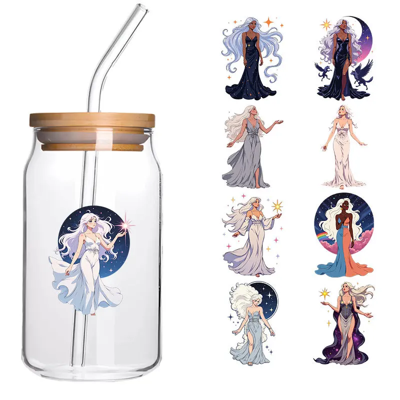 Rainbow Goddess Waterproof 16oz Glass Sticker UV DTF Cup Wrap Transfers Stickertoothbrush cup DIY Waterproof