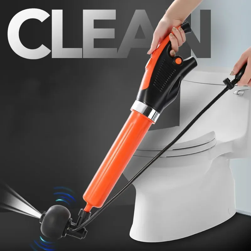 Toilet plunger electric sewer pipe blockage dredge tool one gun pass high pressure gas machine household cleaning tool