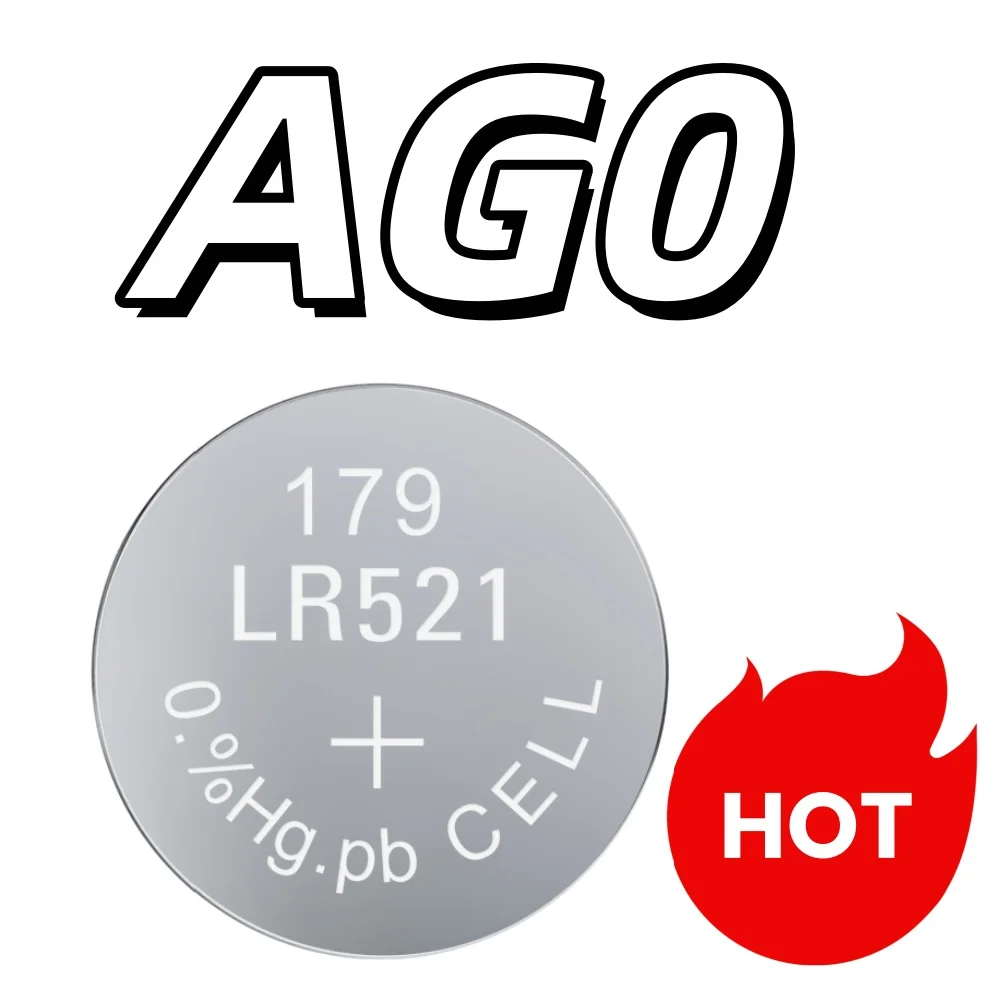 Paquete de 50-200 Pilas Alcalinas AG0 LR521 de 1.5V, LR63 SR521SW, Tipo Botón, para Relojes, Juguetes, Controles Remotos, Larga Duración, 0% Mercurio