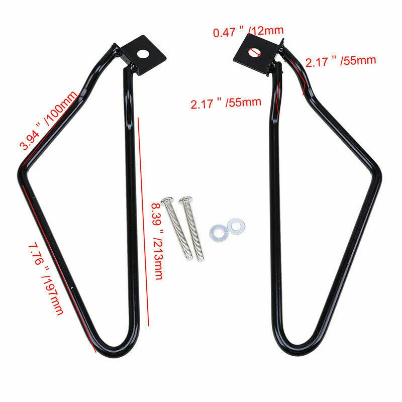 2Pcs Motorcycle Black Saddle Bag Support Rod Mounting Bracket For  Sportster Xl 883 1200Travel Bag Bracket