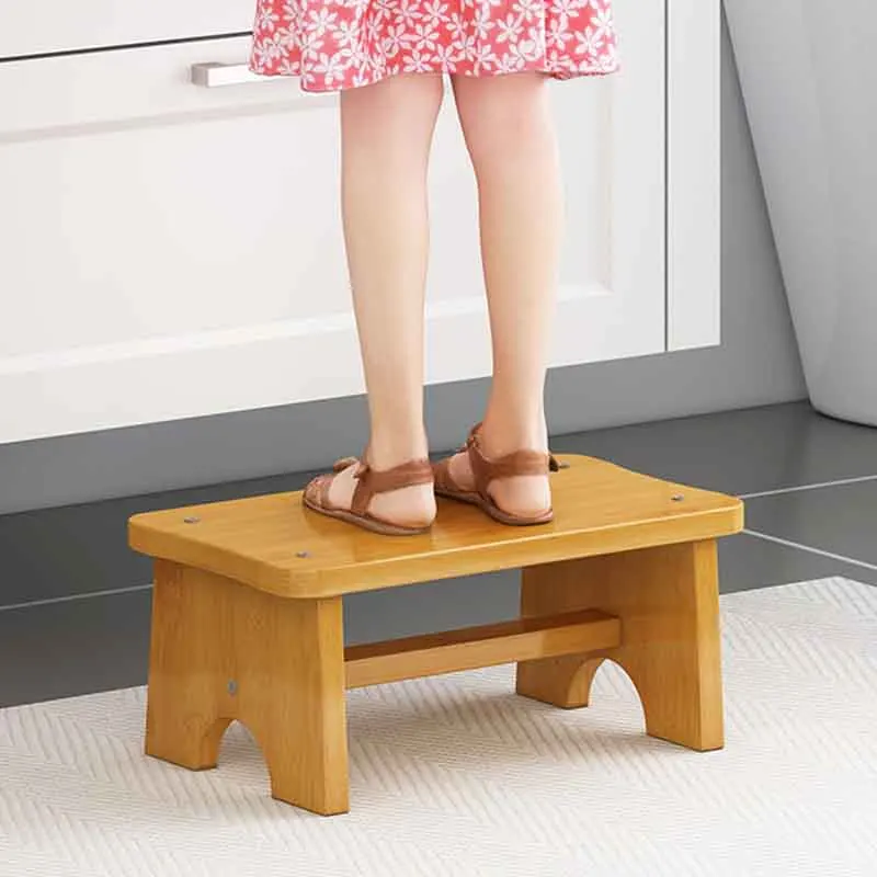 Bamboo Foot Stool Bedside Vintage Step Stool Foot Rest Under Desk Anti Slip Step Stool For Home Bedroom Bathroom Office Kitchen image 4
