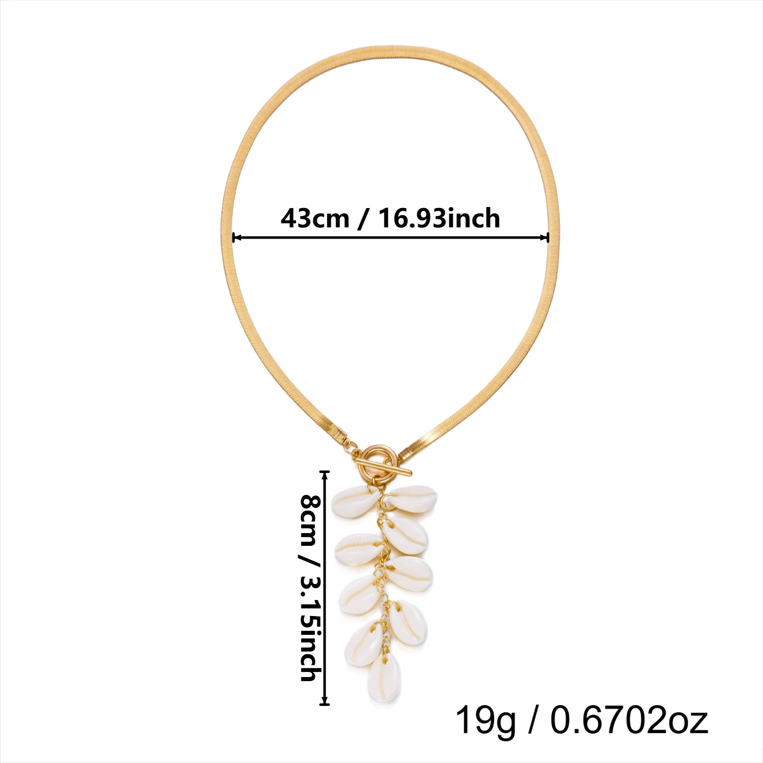 Trendige Muschel-Perlen-Anhänger-Halsketten für Frauen, Einfache Flache Schlangenkette, Quasten-Choker-Halskette, Sommer-Strand-Schmuck-Geschenk – Detail 8