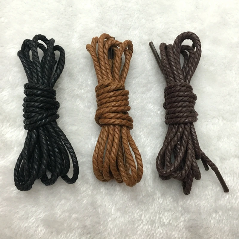 1 Pair Round Shoe Laces Waxed And Waterproof Shoelaces Used For Leather Shoes Outdoor Leisure Unisex Shoelaces 3 Colors