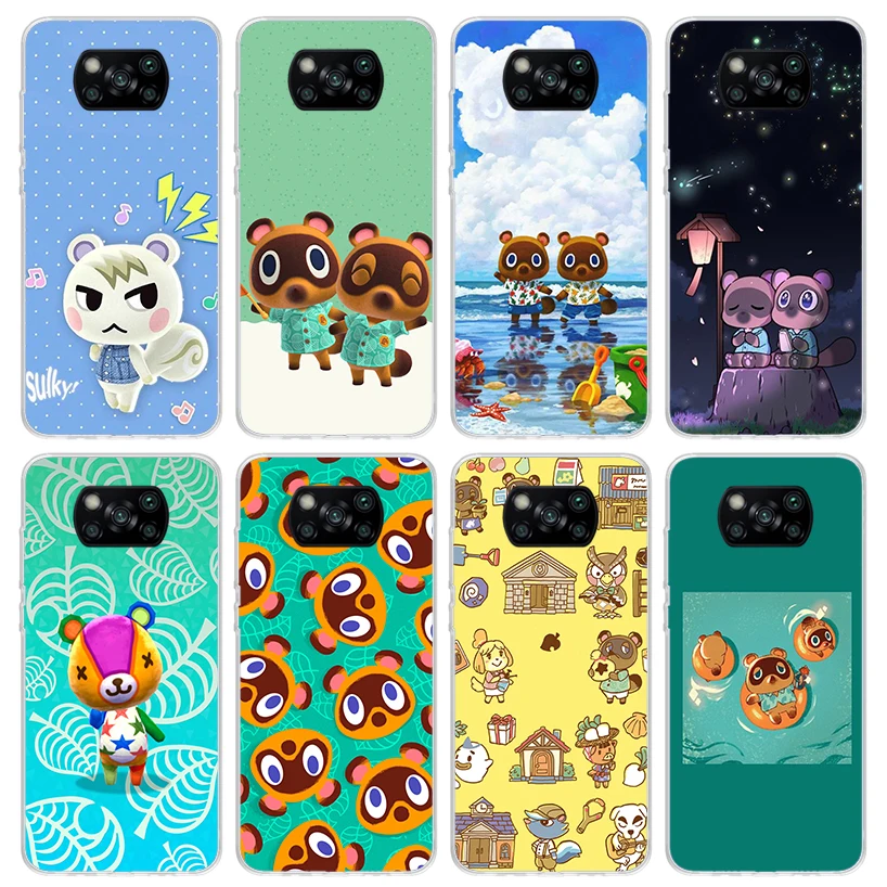 Animal C-Crossing New Horizons Phone Case For Xiaomi Poco X6 X5 X4 X3 Nfc F6 F5 Pro F4 Gt M5S M4 M3 F3 F2 F1 Silicone Shell Prin