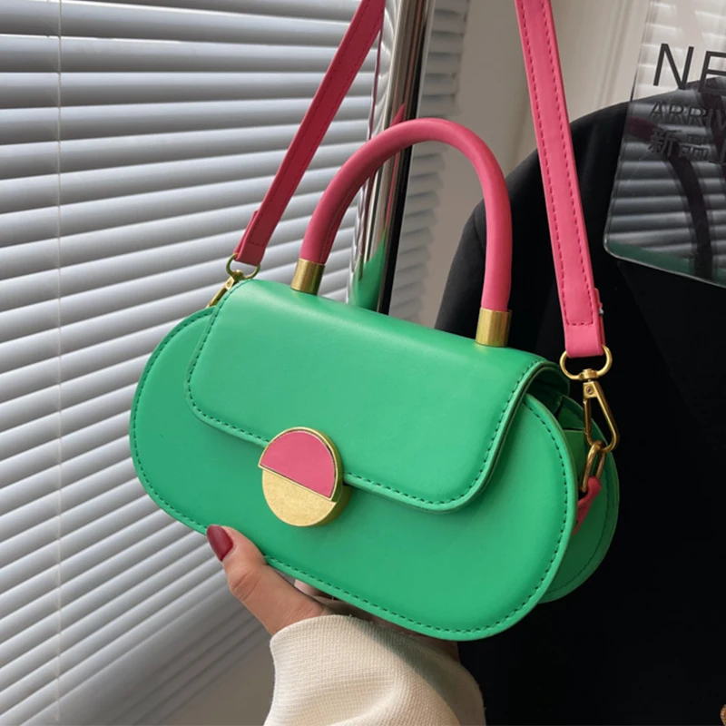 

2022 New Fashion Contrast PU Leather Crossbody Bags For Women's Designer Handbag Luxury brand Shoulder Messenger Bag