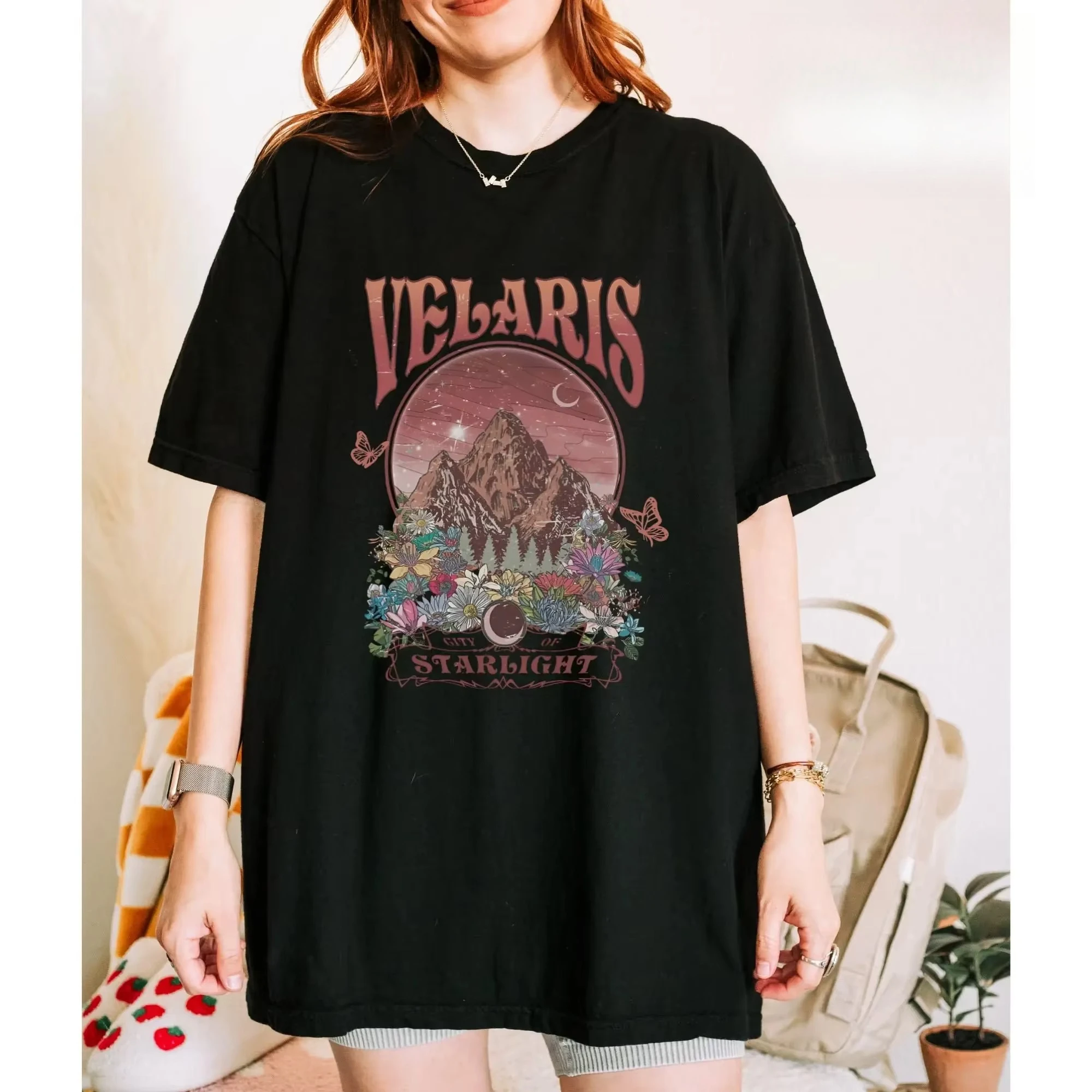 

Двусторонняя футболка Velaris City of Starlight The Night Court SJM Merch, мужской и женский модный хлопковый топ