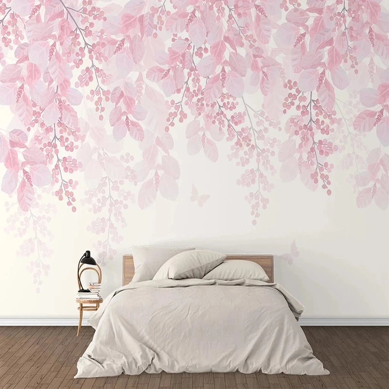 Custom 3D Wallpaper Mural Romantic Pink Cherry Blossom Flower Vine Bedroom Modern Living room sofa TV background wall restaurant