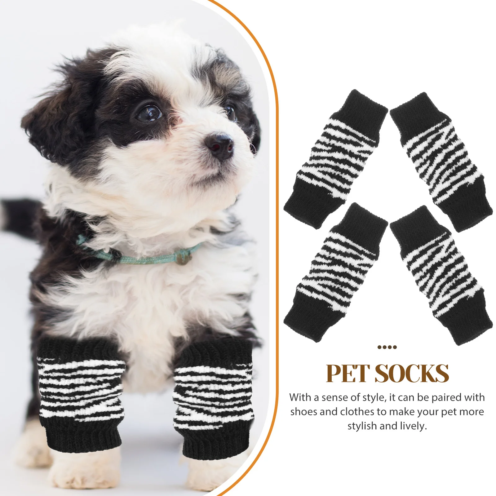 

1Set Compact Pet Socks Anti-Slip Dog Leg Warmers Comfortable Touch Wear-Resistant Cute Design Easy to Wear Small Dogs