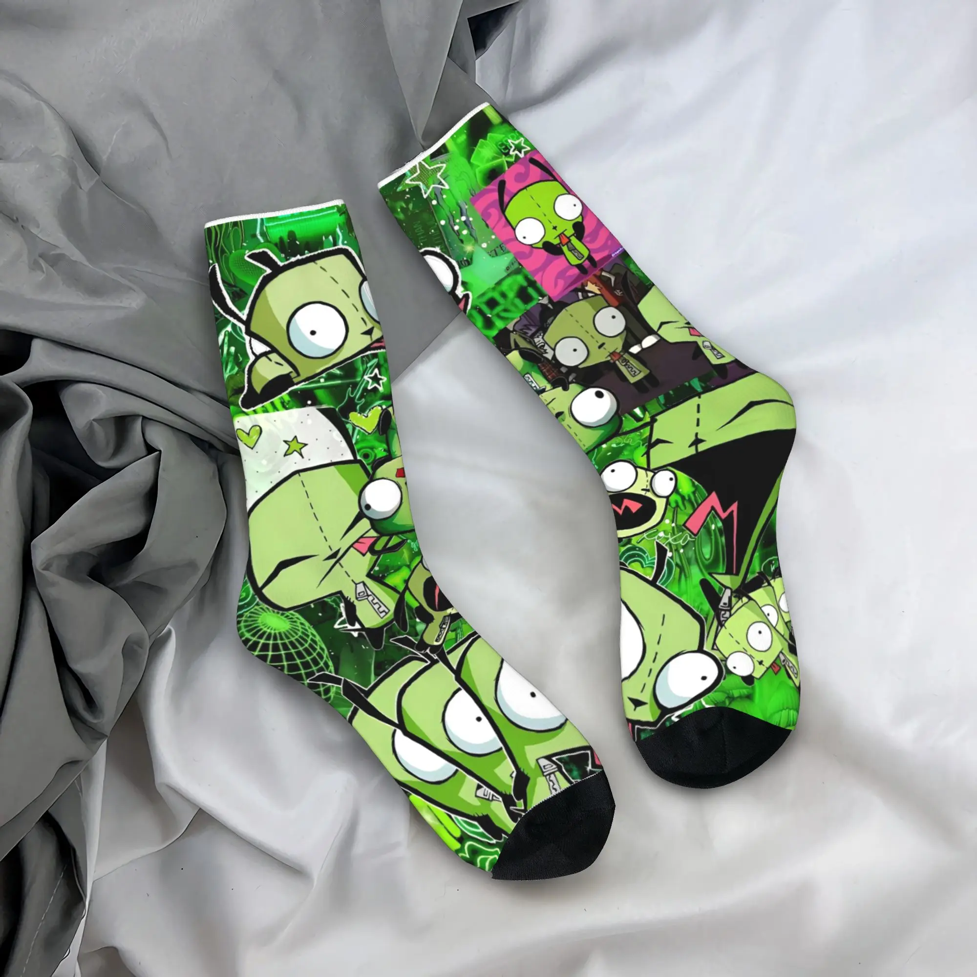Invaders Zims Gir Cartoon Socks Men Women Polyester Funny Happy  Socks Harajuku Spring Summer Autumn Winter Middle Tube Socks