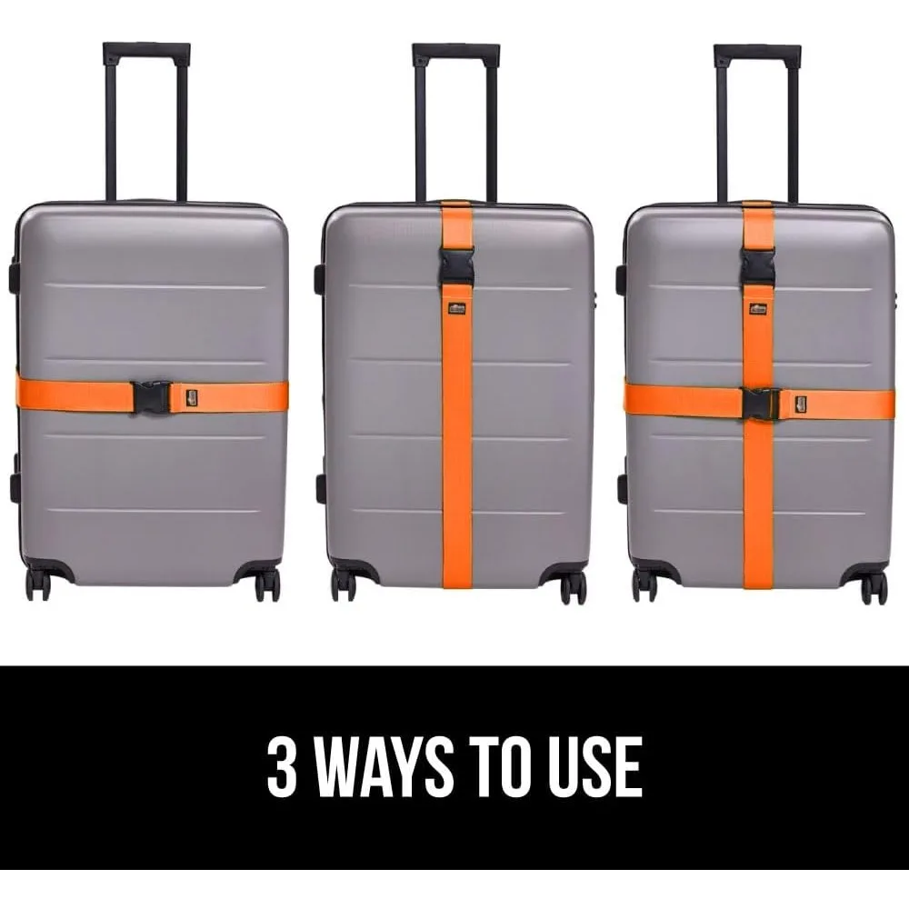 Heavy Duty 4 Pack Adjustable Luggage Straps for Suitcases, Travel Belt Connector Holds Bags Together, Orange view 6