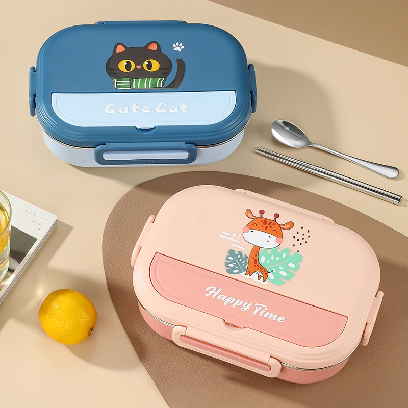 Cartoon Anime Stainless Steel Insulated Lunch Box Portable Sealed Bento for Office Workers & Students with Microwavable Heating