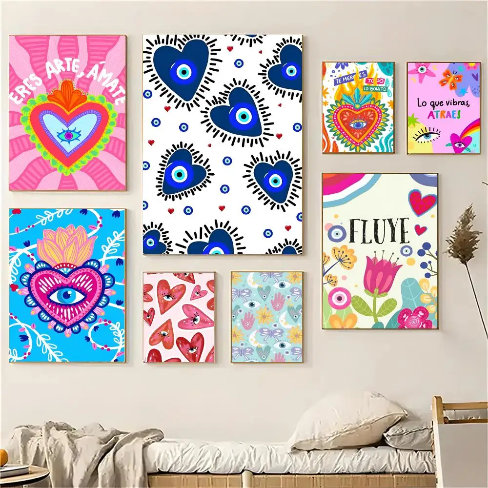 Abstract Eye Shapes Hand Moon Poster Self-adhesive Decal Living Room Bedroom Party Bar Decor Moisture-proof Fade-resistant