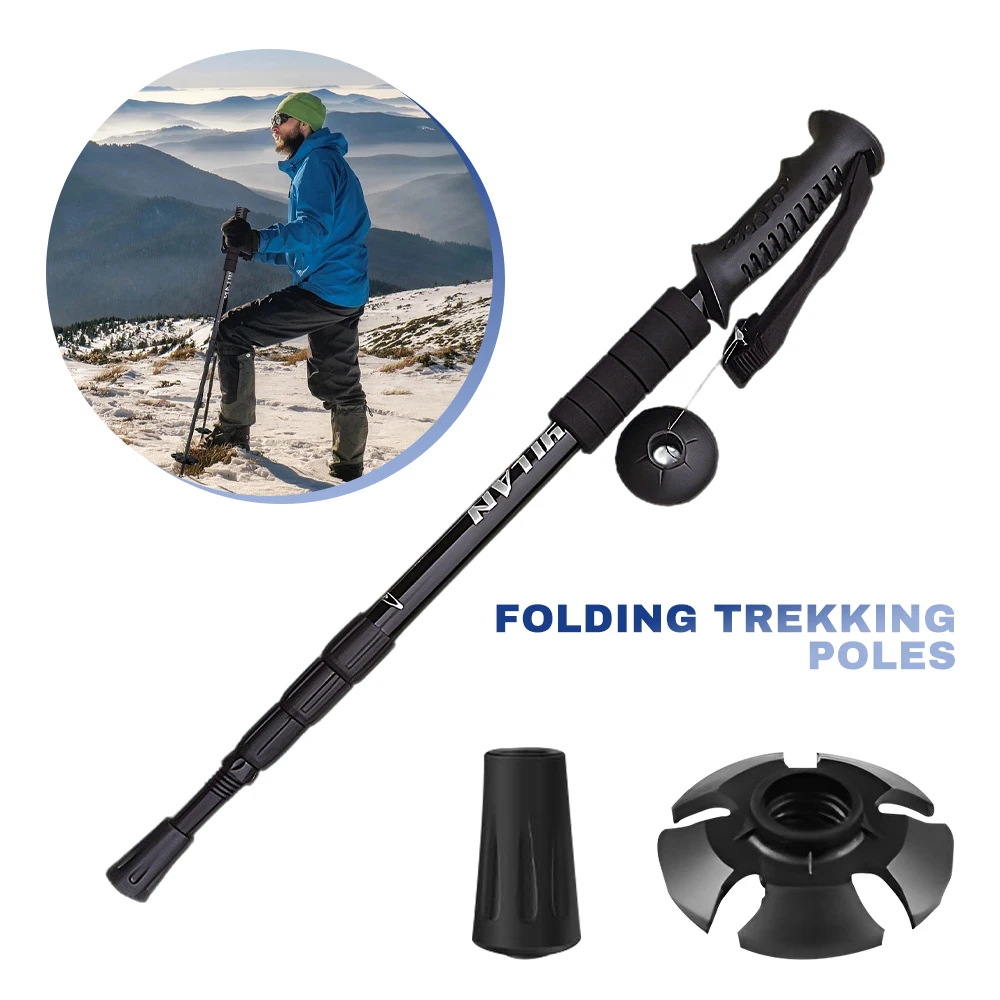 

Trekking Poles Aluminum Alloy Telescopic Walking Hiking Stick Nordic Anti-shock Adjustable Crutch Outdoor Climbing Equipment
