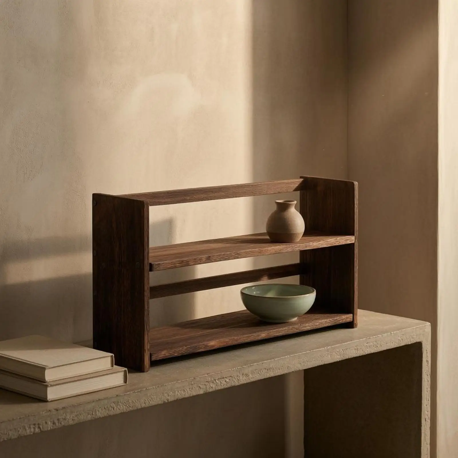 prateleira-de-parede-em-madeira-macica-vintage-de-dois-niveis-para-sala-de-estar