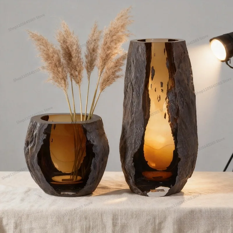 For wabi sandy wind mountain field art glass vase ornament B & B home decoration soft