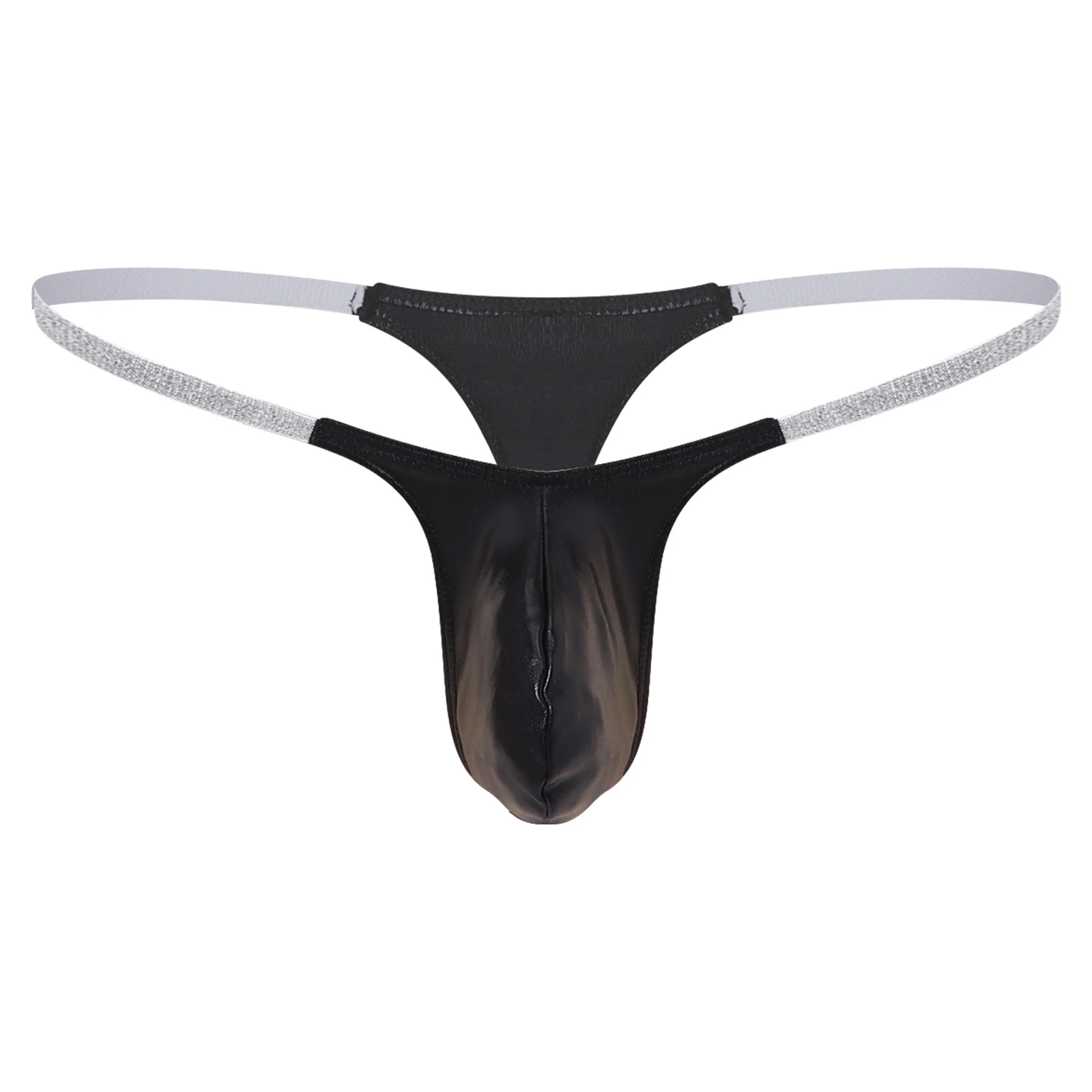 

Mens Metallic Shiny Pouch Low Rise Mini Briefs Bikini Underwear Swimwear Shiny Elastic Waistband T-back Thong Panties