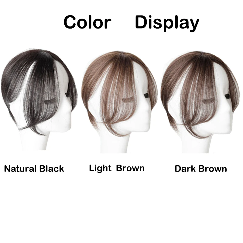 Sunslymei Synthetic Clip In Hair Bangs Fringe Hairpieces Middle Part Hair Extension Topper For Women Hair
