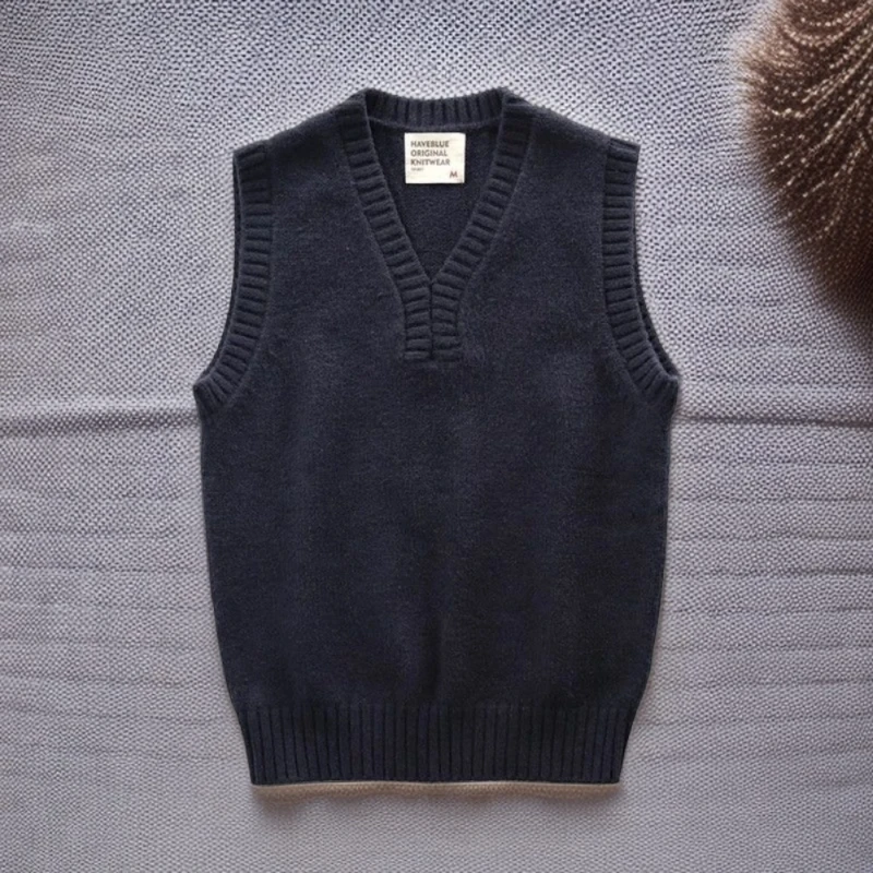 Men\'s Knitted Vest Solid Color Waistcoat V Neck Vintage Slim Fit Sweaters Male Elegant Sleeveless New in Clothing Deals 2025 Top
