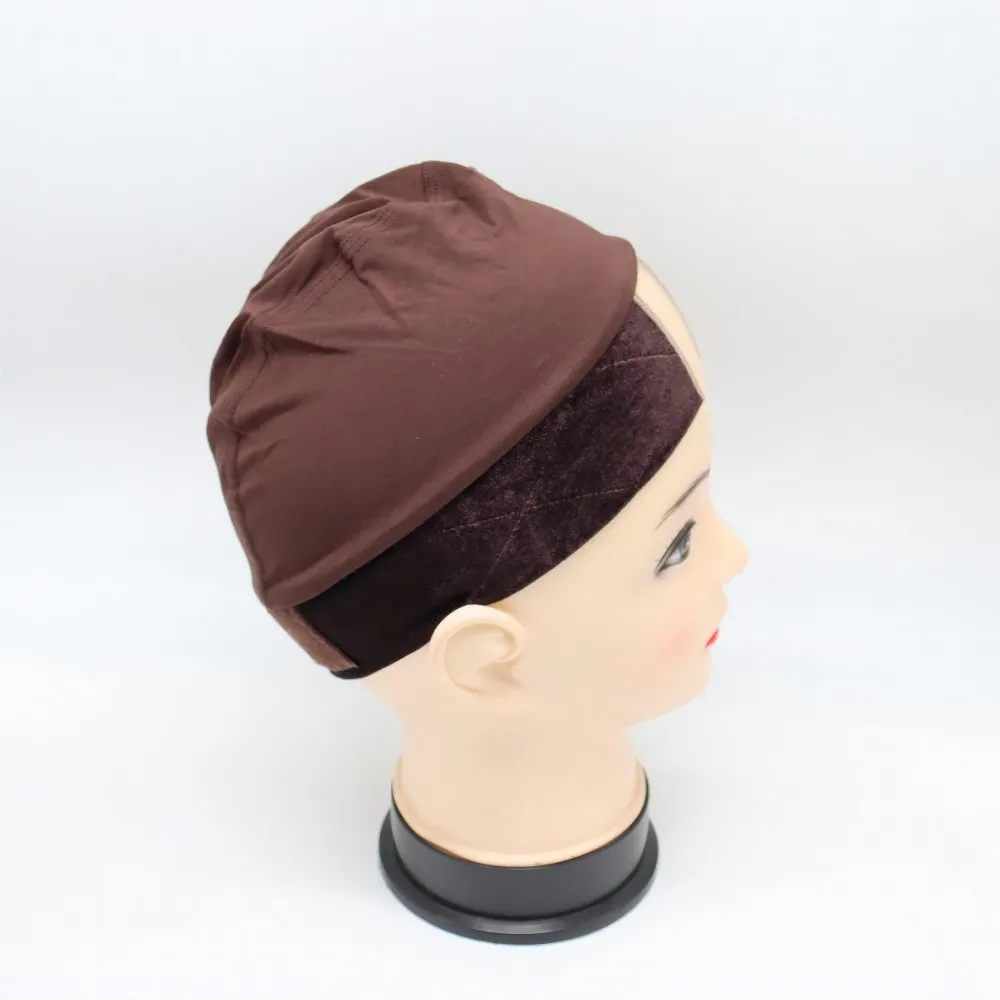 Lace wig cap with velvet headband around for cancel patients comfortable and elastic caps