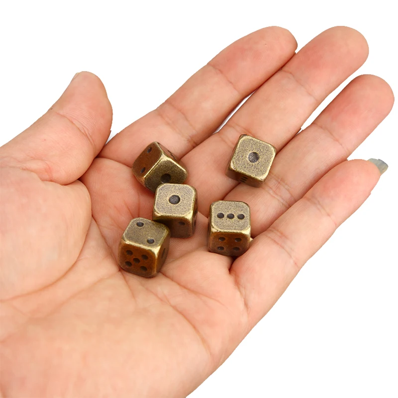 5PCS/1Set Metal Dice Golden/Silver/Bronze Funny Game Dice Six Sided Decider Board Game Acessorios 13mm