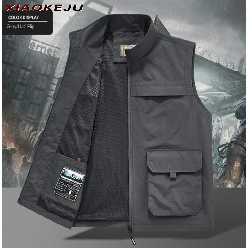 

Fishing Hunting Vest Clothing Sports Camping Jacket Works Vests Sleeveless for Men Mountaineering Embroidered Man Jackets Work