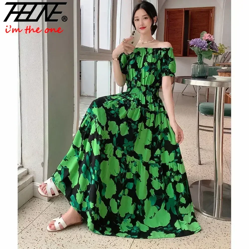 Long Maxi Dress Women Clothing Spring Summer Bohemian Holiday Beach Korean Style Floral Vintage Slim Vestidos Robe Dresses