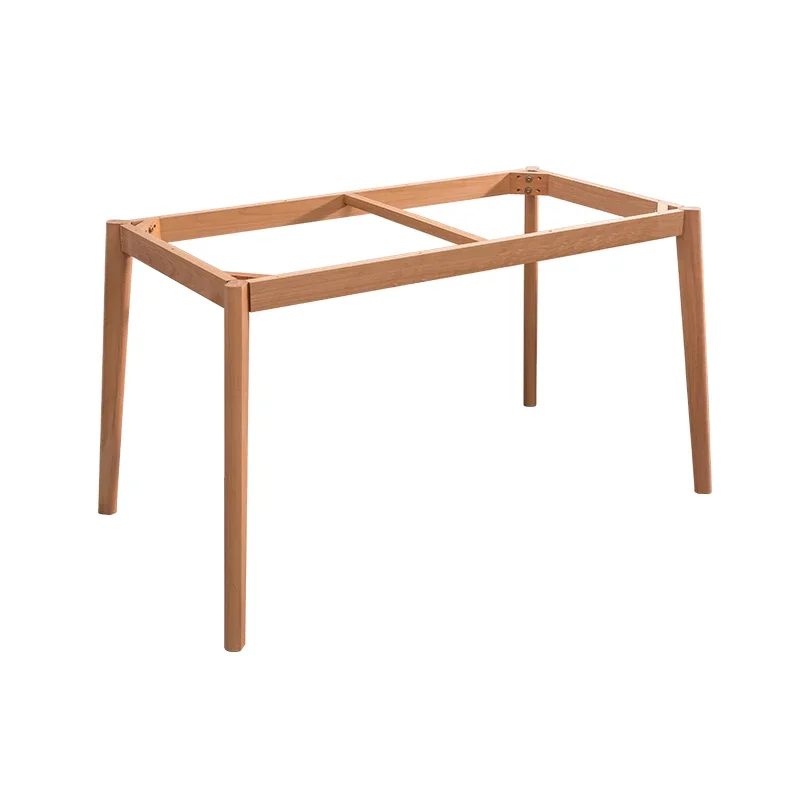 Nordic Dining Table Frame, Computer Desk Table Bracket, Solid Wood Table Accessories with Horizontal Wooden Feet, Furniture Legs