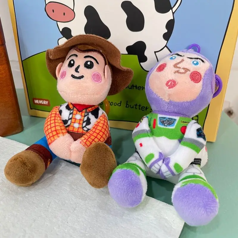 Toy Story Woody Buzz Lightyear Doll Pendant Handmade Schoolbag Doll Lovely Cartoon Plush Pendant Couple Bag Keychain Gift